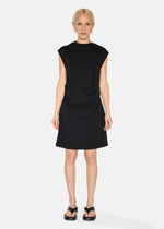 Canadian, European Fit, Pleated Waist, Strong Shoulder, Shoulder Pad, Defined, Modern, Fashion Dress, Midi, Above Knee, LBD, Little Black Dress, Cotton Blend, Winnipeg, Manitoba, Minimum, Classic, Staple Wardrobe, Capsule Wardrobe