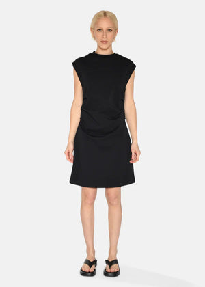 Canadian, European Fit, Pleated Waist, Strong Shoulder, Shoulder Pad, Defined, Modern, Fashion Dress, Midi, Above Knee, LBD, Little Black Dress, Cotton Blend, Winnipeg, Manitoba, Minimum, Classic, Staple Wardrobe, Capsule Wardrobe