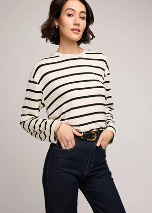 Long Sleeve, Striped, T Shirt, Crewneck, Cream and Black, Winnipeg, Manitoba, Canada, Gentle Fawn