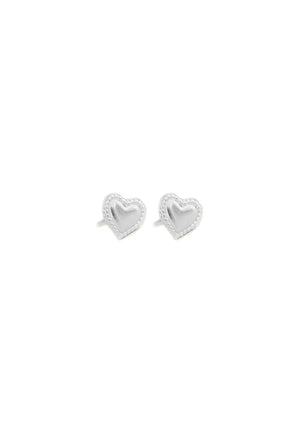 Lisbeth sterling silver bordered heart dainty simple stud stack earrings hypoallergenic Manitoba Canada
