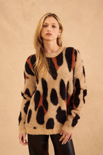 John + Jenn mylo sweater ferocious leopard print fuzzy soft knit crew neck sweater Manitoba Canada