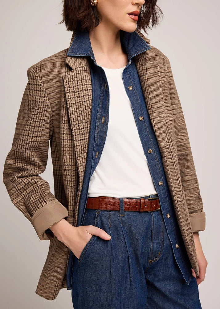 Plaid, checked Blazer, Brushed Blazer, Lined, Check Pattern, Jacket Blazer, Gentle Fawn, Winnipeg, Manitoba, Canada, Brown and Tan