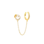 Livie Jewelry smiley ear cuff earring white enamel gold plating Manitoba Canada