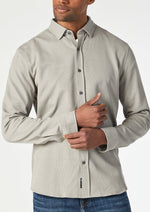 Mavi mens stretch button front collared long sleeve knit shirt light grey Manitoba Canada