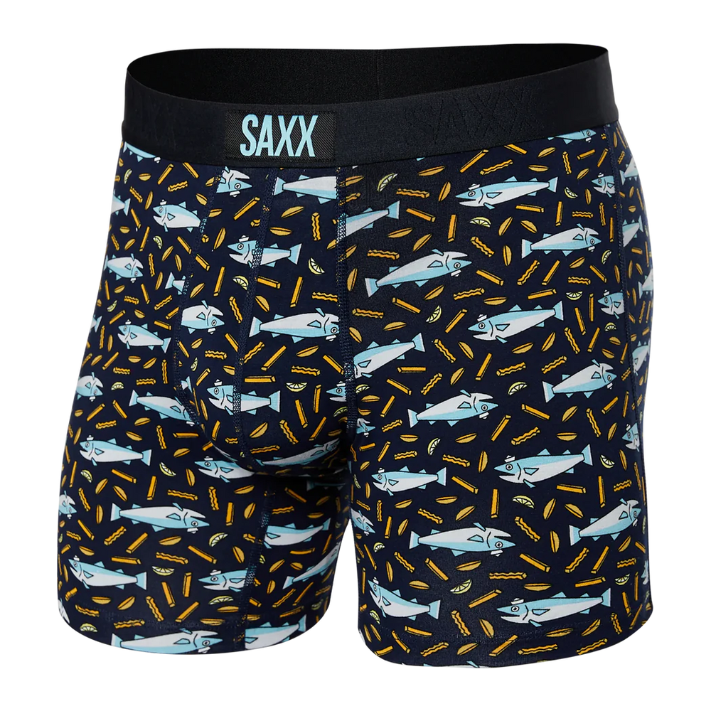 
            
                Load image into Gallery viewer, saxx underwear vibe boxer brief fish and chips navy Manitoba Canada
            
        