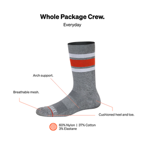 Saxx whole package breathable crew socks athletic stripe grey Manitoba Canada