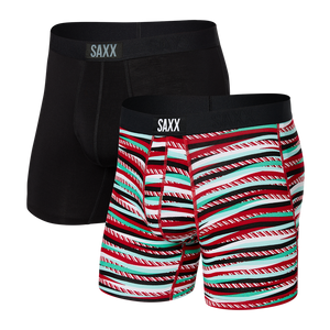 Saxx underwear vibe boxer brief ballpark pouch holiday print 2 pack black sugar buzz Manitoba Canada
