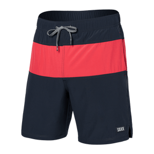 Saxx underwear oh buoy 7" india ink hibiscus lined elastic drawstring waist swim shorts with ballpark pouch Manitoba Canada