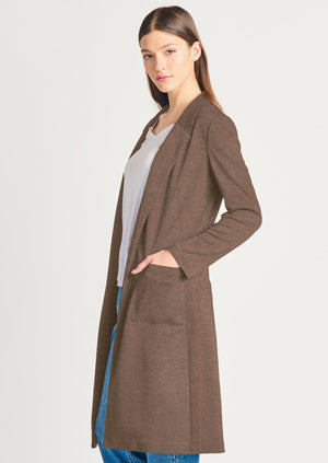 Dex Clothing 2229002 long line open knit brown blazer cardigan Manitoba Canada