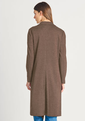 Dex Clothing 2229002 long brown essential layering knit open front collared coatagin cardigan jacket Manitoba Canada