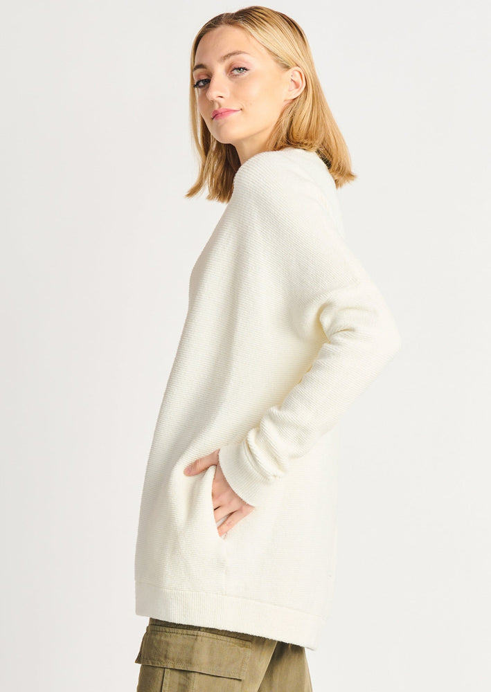 Dex Clothing 2227259 mid weight ottoman rib officewear off white classic fall layering cardigan Manitoba Canada