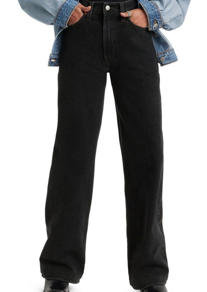 Levi's ribcage high rise wide leg jeans black rosie posie wash Manitoba Canada