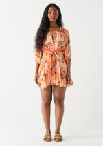 Dex Clothing coral floral 3/4 sleeve mini dress with tie waist Manitoba Canada