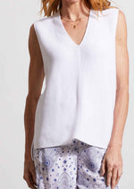 V-neck white minimalist basic relaxed fit classic v-neck cotton sleeveless sweater tank top Manitoba Canada