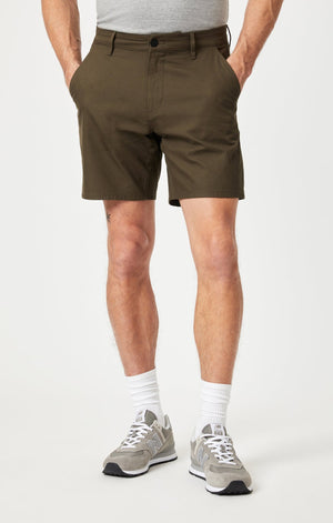 Mens Stretch Active Short, Dark Khaki, Green, Winnipeg, Manitoba