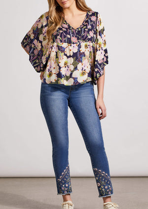 Flowy, Peasant Blouse, Boho, Bohemian, Floral, Purple, Flutter Sleeve, Bell Sleeve, V-Neck, Tribal, Winnipeg, Manitoba