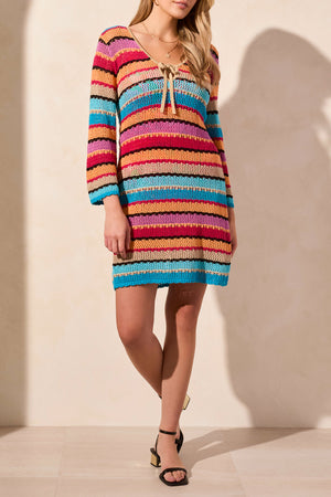 Striped, Crochet, Open Knit, Beach Cover Up, Dress, Mid Length, Mini, Tribal, Winnipeg, Manitoba, Canada