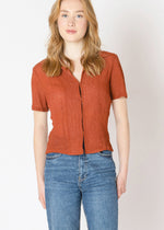 Clasp Closure, Polo, Textured, Fall Fashion 2025. Dex Clothing, Camp Collar, Womens, Blouse, Winnipeg, Manitoba, Canada