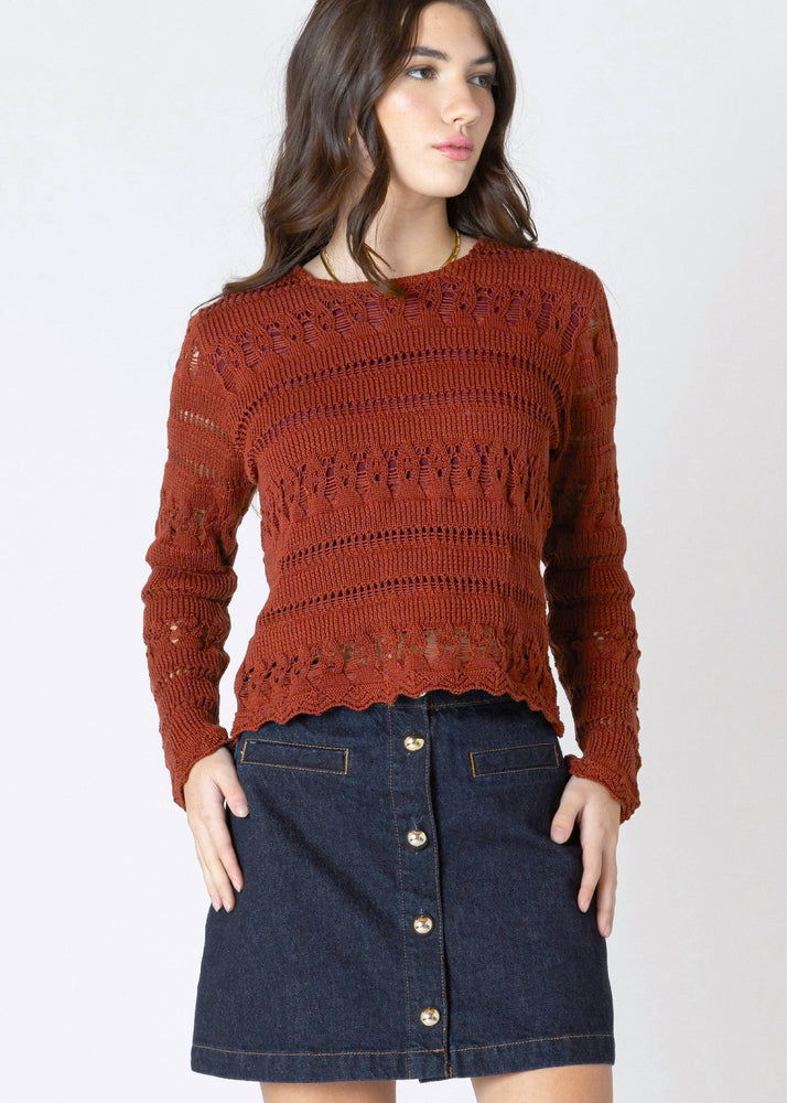 Burnt Orange, Fall Sweater, Fashion 2025, Scalloped Hem, Crochet, Unlined, Winnipeg, Manitoba, Canada