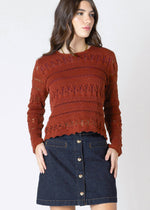 Burnt Orange, Fall Sweater, Fashion 2025, Scalloped Hem, Crochet, Unlined, Winnipeg, Manitoba, Canada