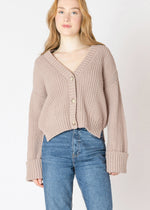 Warm Taupe Cardigan, Cuffed Sleeve, Crop Length, Layering piece, Winnipeg, Manitoba, Canada
