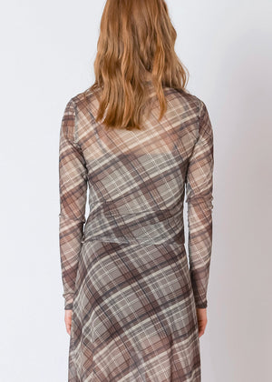 Plaid Mesh Long Sleeve