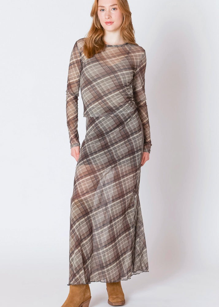 Plaid Mesh Long Sleeve