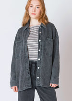 Rinsed lived in, wash out black denim, knit denim, soft, jacket, layering piece, Dex Clothing, Winnipeg, Manitoba, Canada