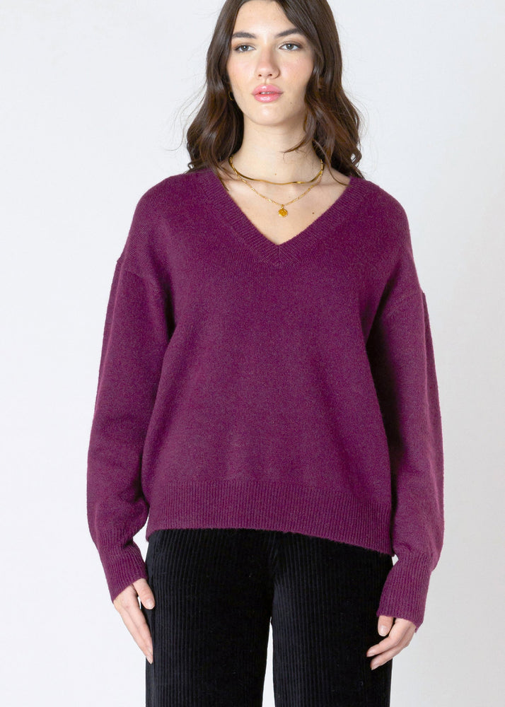 Soft touch, solid color, plum, sweater, bright Hue, Dex clothing, Winnipeg, Manitoba, Canada