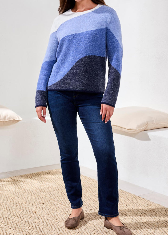 Blue, Warm, Wave Pattern, Sweater, Heavy Sweater, Crew Neck, Mock Neck, Winter, Tribal Clothing, Canada, Winnipeg, Manitoba