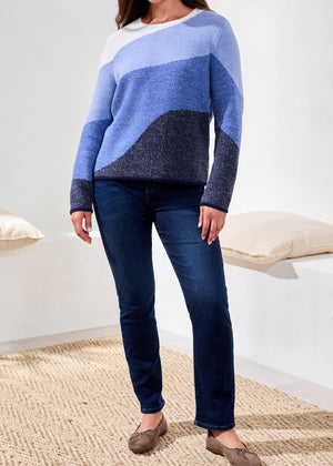 Blue, Warm, Wave Pattern, Sweater, Heavy Sweater, Crew Neck, Mock Neck, Winter, Tribal Clothing, Canada, Winnipeg, Manitoba