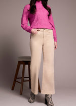 Nuetral, high rise, zipper fly, stretch pant, comfort fit pant, slight crop, ankle flare, kick flare, wide leg, Tribal Clothing, Winnipeg, Manitoba, Canada, staple wardrobe, capsule wardrobe, seasonal items