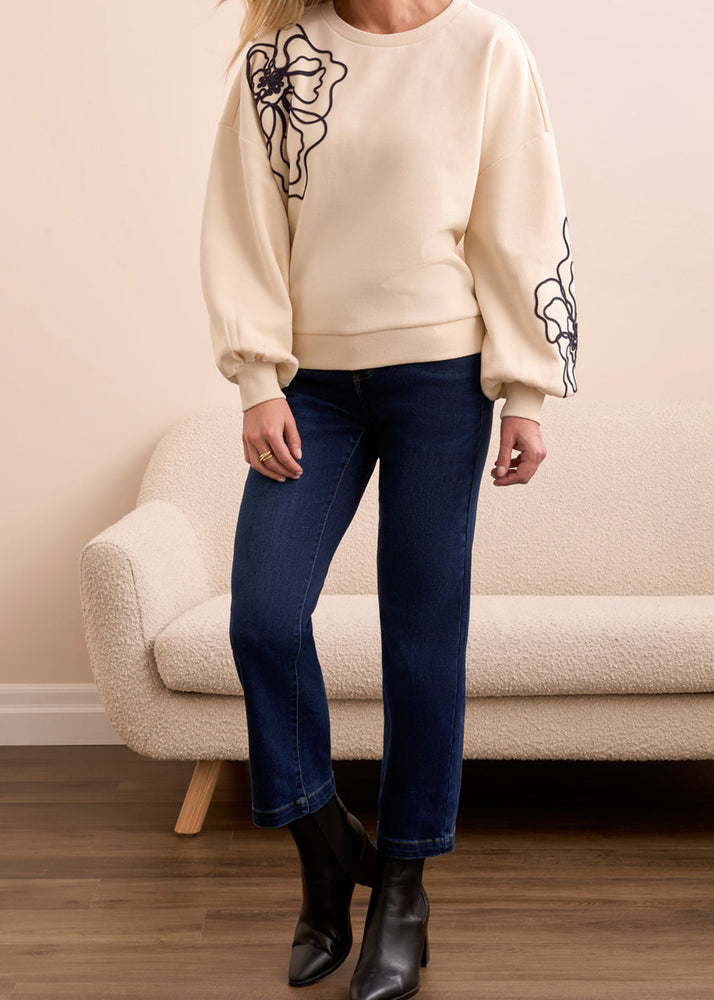 Florence Crew Neck Flower Sweater