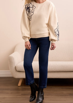 Florence Crew Neck Flower Sweater