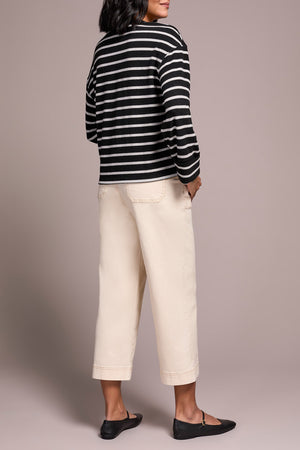 Soft Stripe Crew Sweater w/Cuff