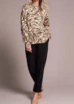 Funnel Neck, Lightweight Sweater, Animal Print, Soft, Long Sleeve, Roll Top, Tribal Clothing, Winnipeg, Manitoba, Canada
