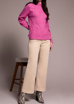 Bright Pink, Warm Soft, Cable Knit Sweater, Crew Neck, Side Slits, Winnipeg, Tribal Clothing, Winnipeg, Manitoba