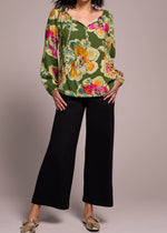 Floral Blouse, Pouf Sleeve, Long Sleeve, V-Neck, Ties, Tribal Clothing, Winnipeg, Manitoba, Canada