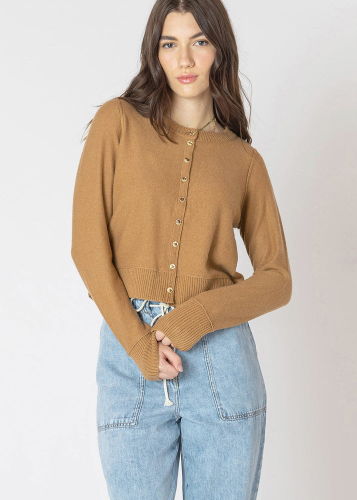 Cropped, button down, cardigan, cardi, toffee, brown, fall fashion, Winnipeg, Manitoba, Canada
