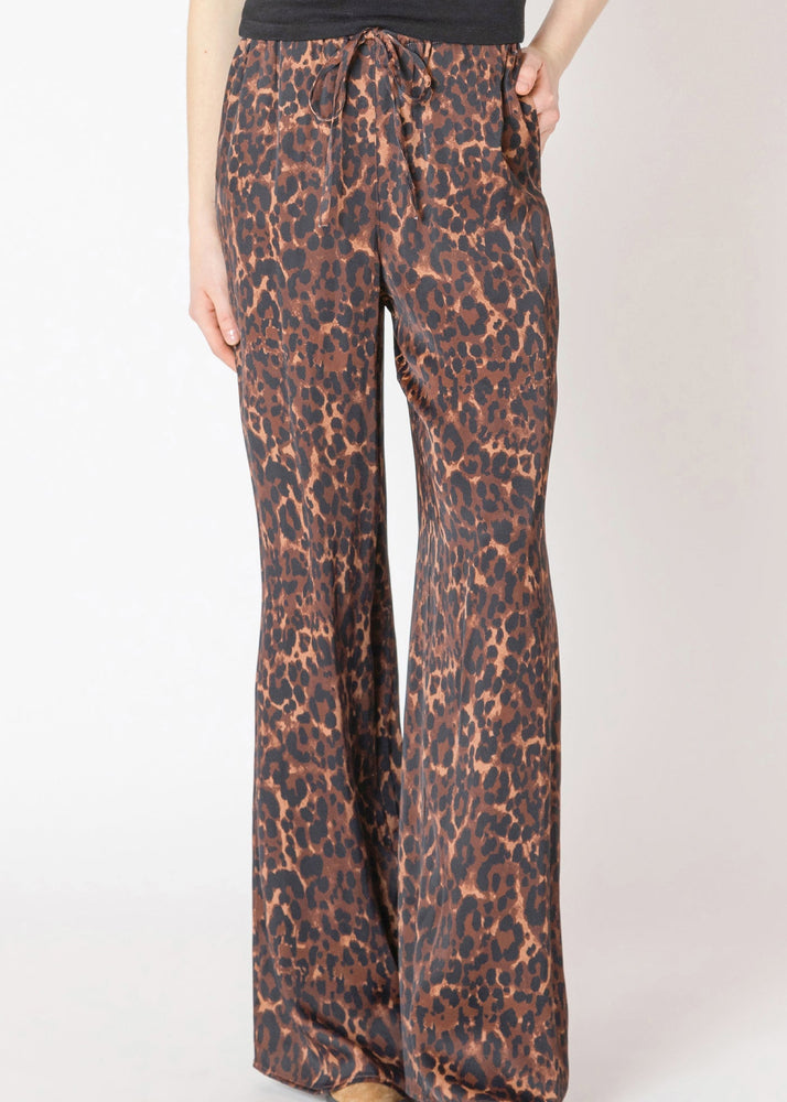Flowy, leopard print, silk feeling, drawstring, full length, pants, Winnipeg, Manitoba, Canada, Dex Clothing