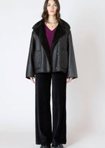 Oversized, black, suede, jacket, faux, Dex Clothing, Winnipeg, Manitoba, Canada, Open Collar