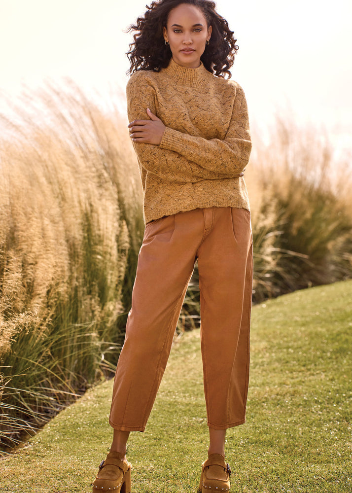 Cozy knitted sweater, tumeric, cinnamon, soft, wool, Tribal Fashion, Canada, Winnipeg, Manitoba