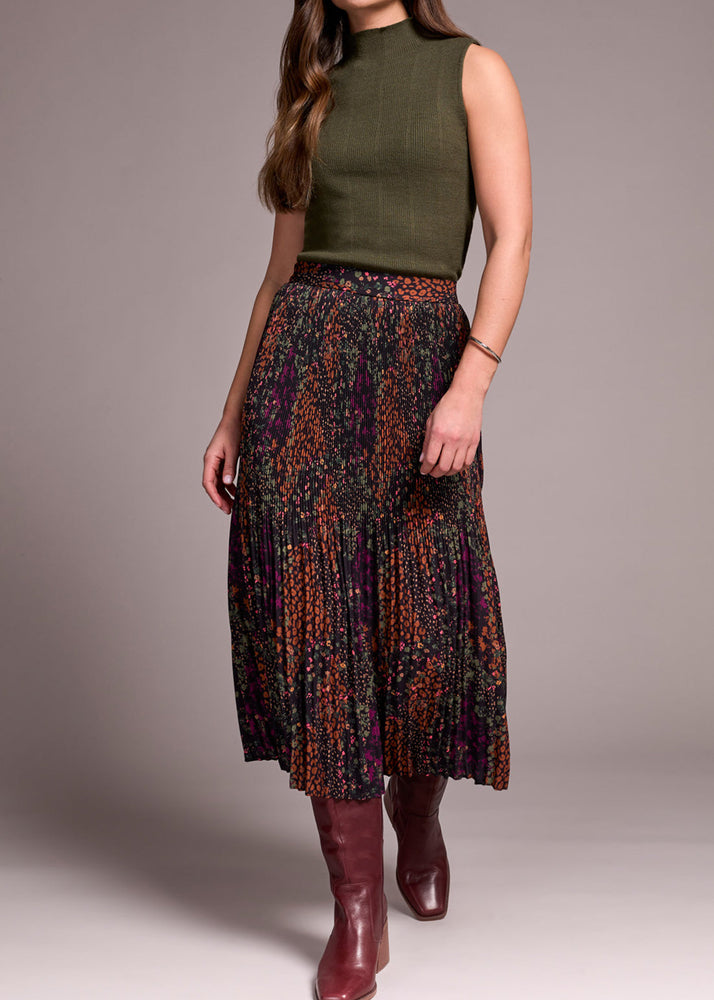 Skirt, Floral, Plisse, Pleated, Elastic Waist, Rich Hues, Winnipeg, Manitoba, Canada, Tribal Fashion