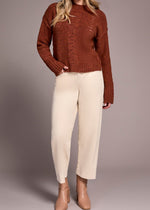 Cable knit Sweater, cropped, burnt orange, Tribal Fashion, Fall Sweater, Crew Neck, Winnipeg, Manitoba, Canada