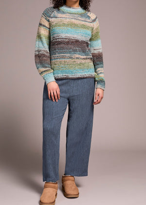 Striped wool sweater, cuffed sleeves, Tribal Fashions, Winnipeg, Manitoba, Canada