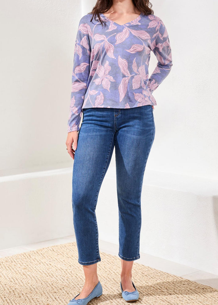 Long Sleeve, Light Layering, Floral Pattern, Purples and Pinks, Side Slits, V Neck Tribal Fashion, Winnipeg, Manitoba, Canada