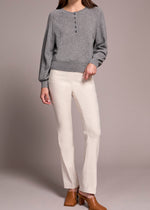 Grey Cashmere, Super Soft, Button, Henley, Long Sleeve