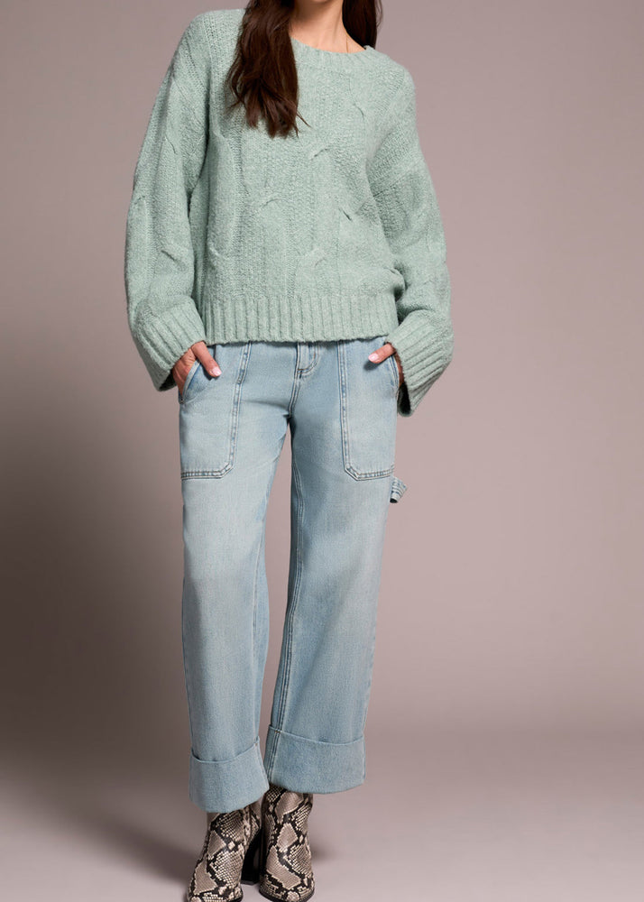 Cable Knit, Loose Fit Sweater, Mint, Green, Icey Green, Cool Tone Greens, Tribal Fashion, Winnipeg, Manitoba, Canada