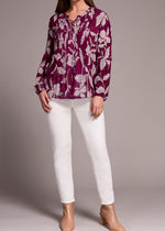Pin Tuck Blouse, Winnipeg, Manitoba, Tribal Fashion, Long Sleeve, Flowy, Fashion Top, Seasonal, Purple, Maroon, Deep Hue, Jewel Tone, Floral