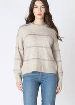 Sparkle, Stripe Sweater, cozy, comfortable, oat, taupe, Winnipeg, Manitoba, Canada, Dex Clothing
